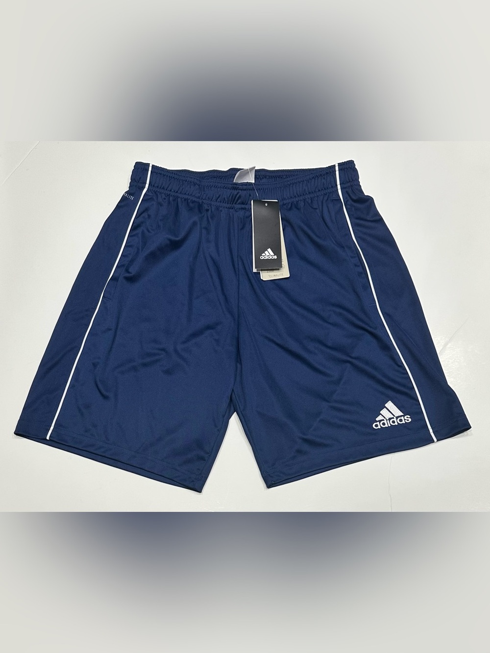 NEW, ADIDAS Climalite Men's Navy Athletic Shorts with White Piping